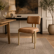 Chaise Métal Faux Cuir - Mira Marron