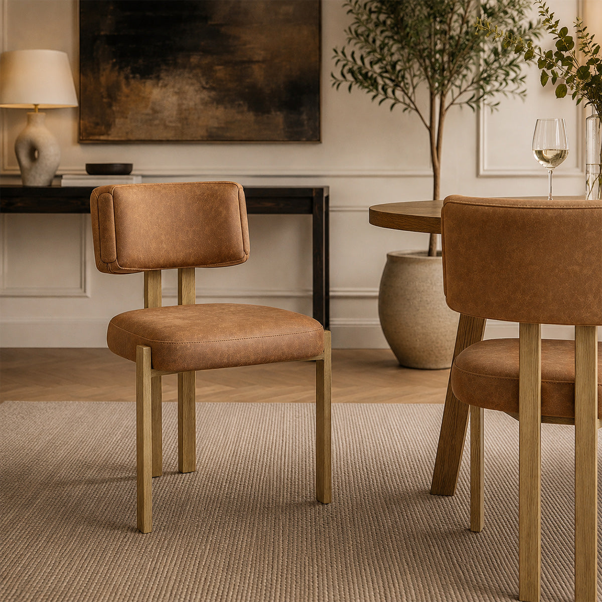 Chaise Métal Faux Cuir - Mira Marron