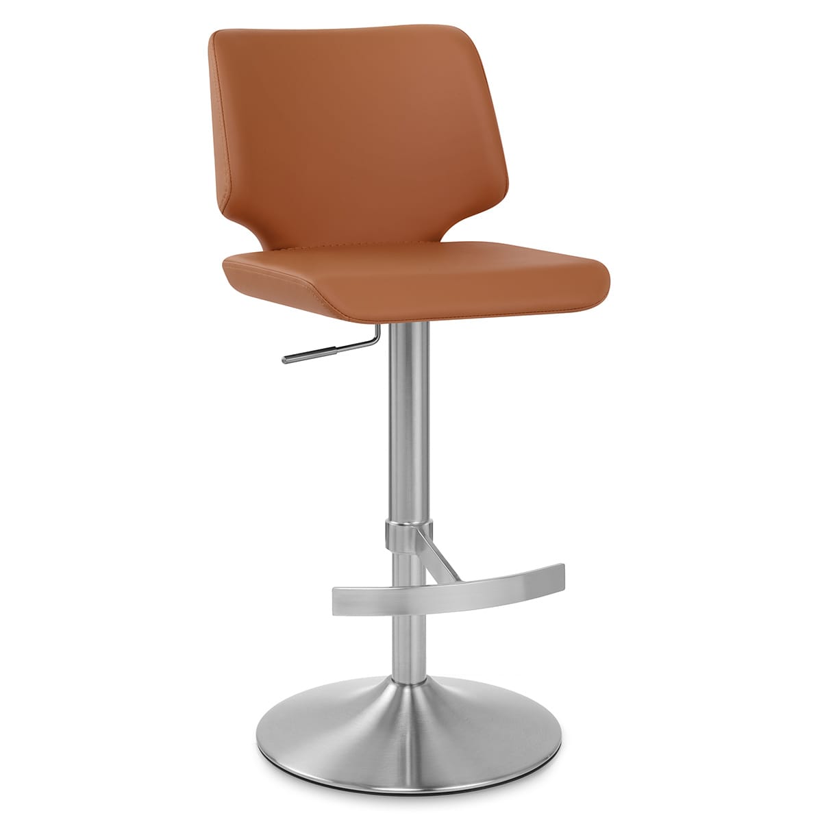 Mode Brushed Steel Stool  Dark Tan