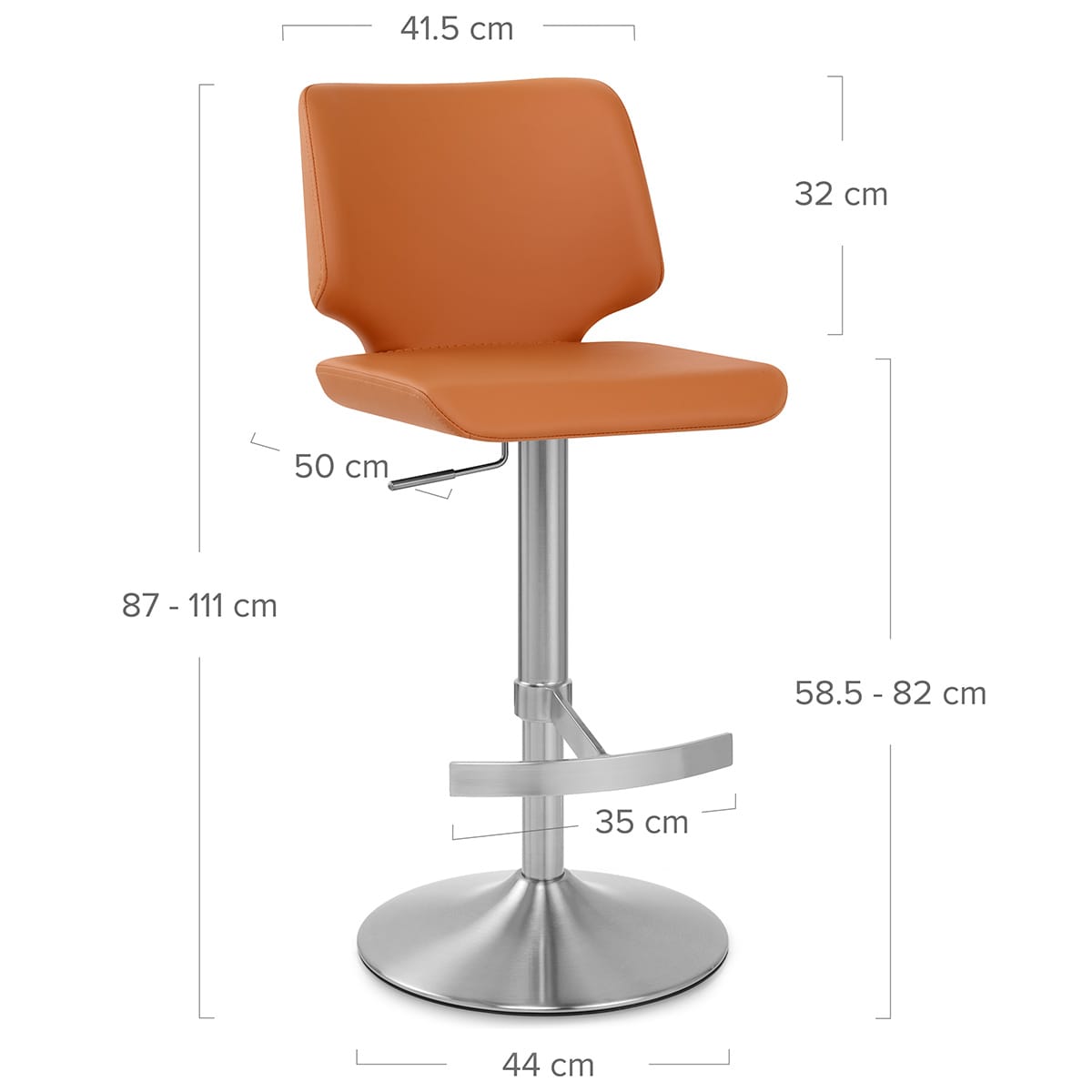 Mode Brushed Steel Stool Burnt Orange