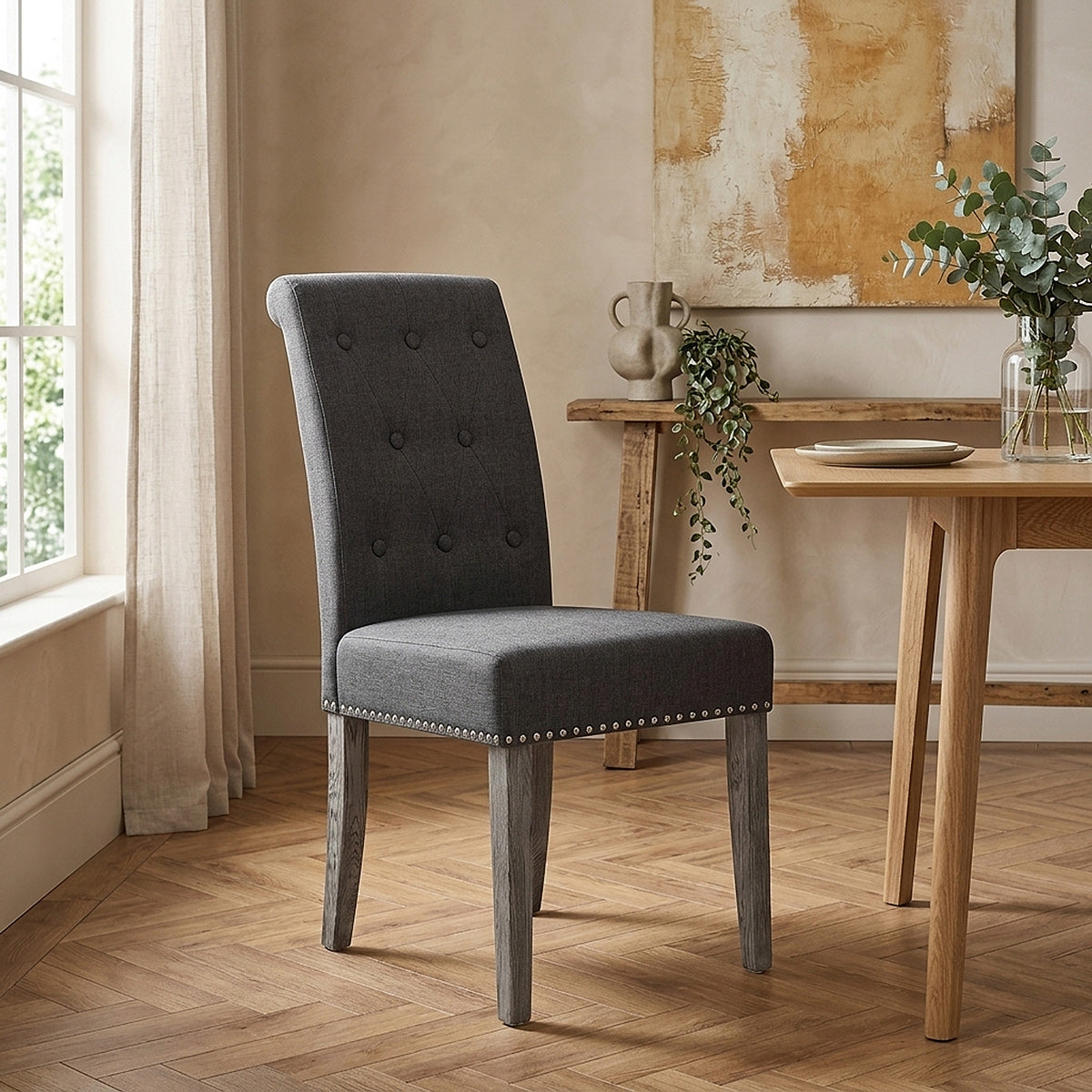 Chaise Tissu Bois - Moreton Gris 