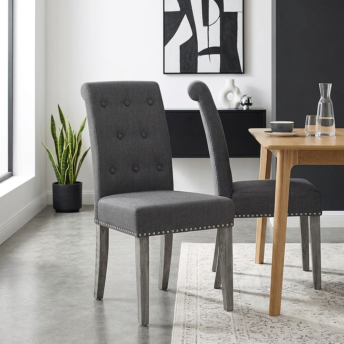 Chaise Tissu Bois - Moreton Gris 