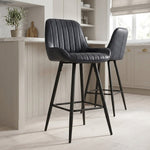 Tabouret Faux Cuir - Mustang Bleu Foncé