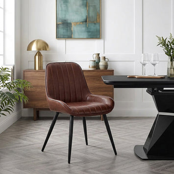 Chaise Faux Cuir - Mustang Marron 