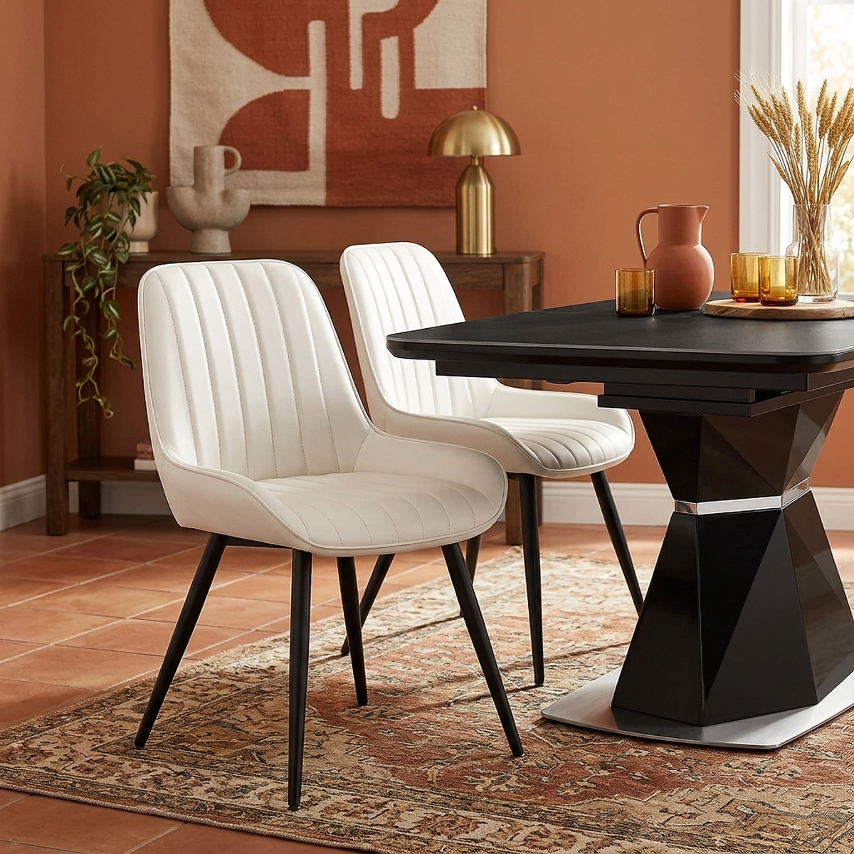 Chaise Faux Cuir - Mustang Crème 