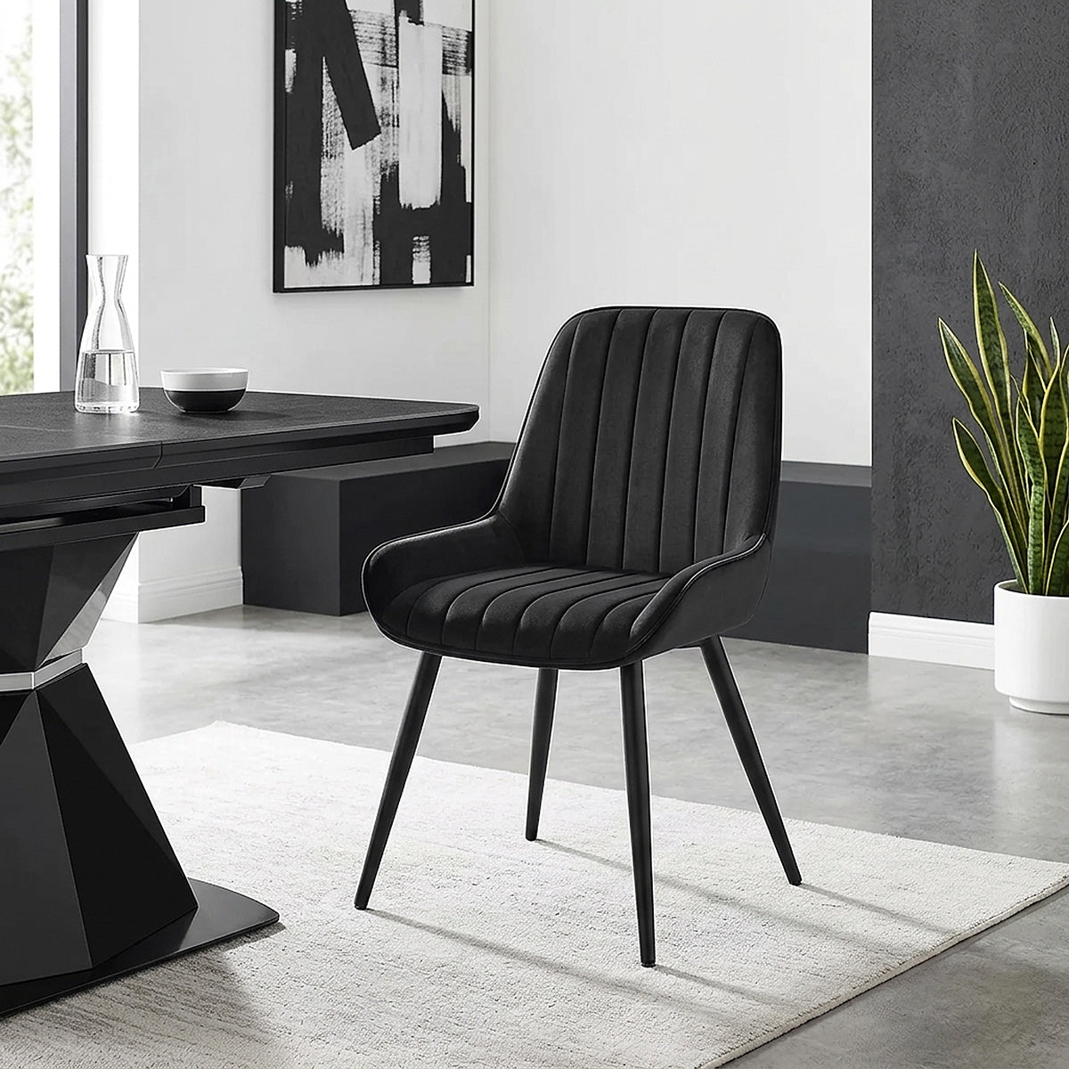 Chaise Velours - Mustang Noir 