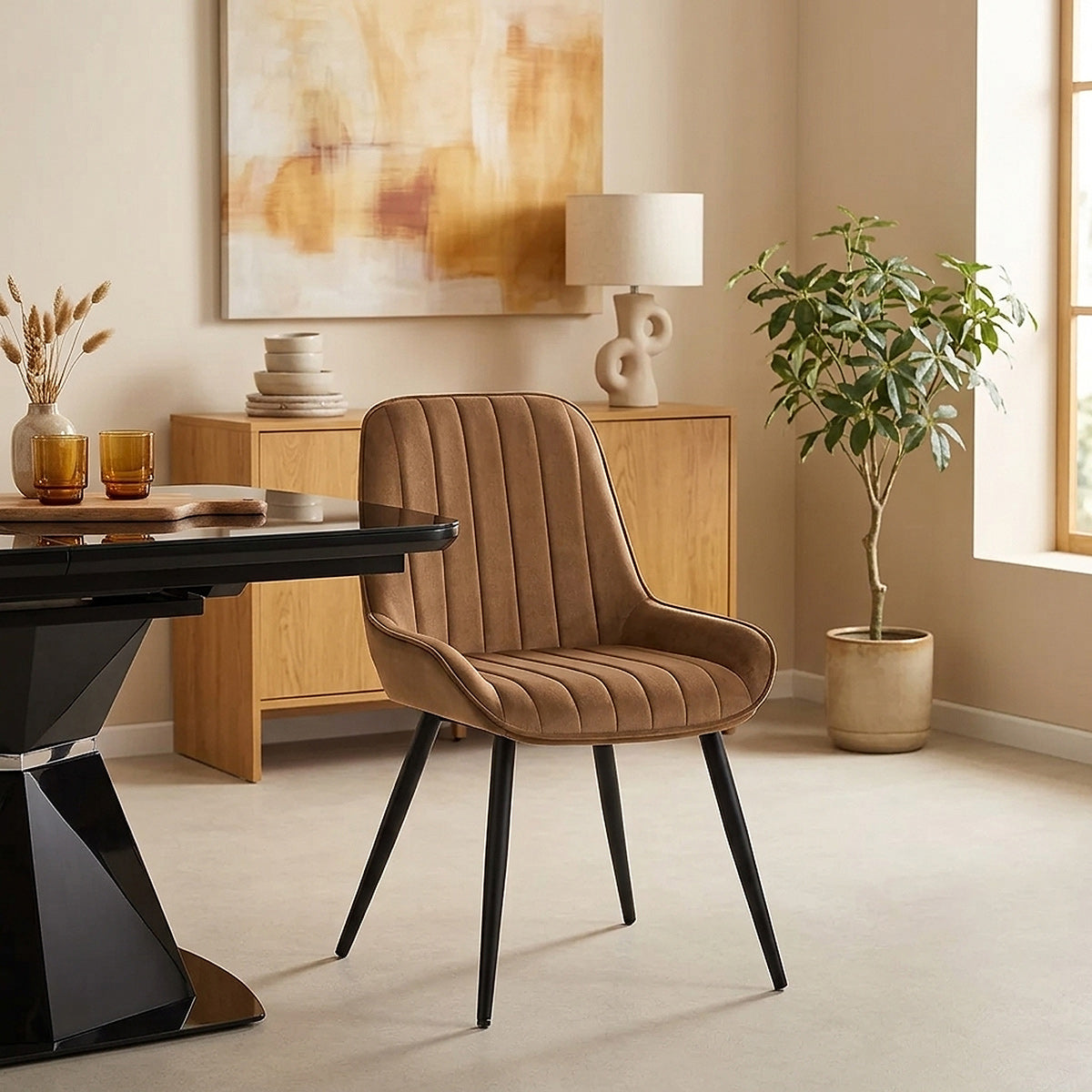 Chaise Velours - Mustang Marron 