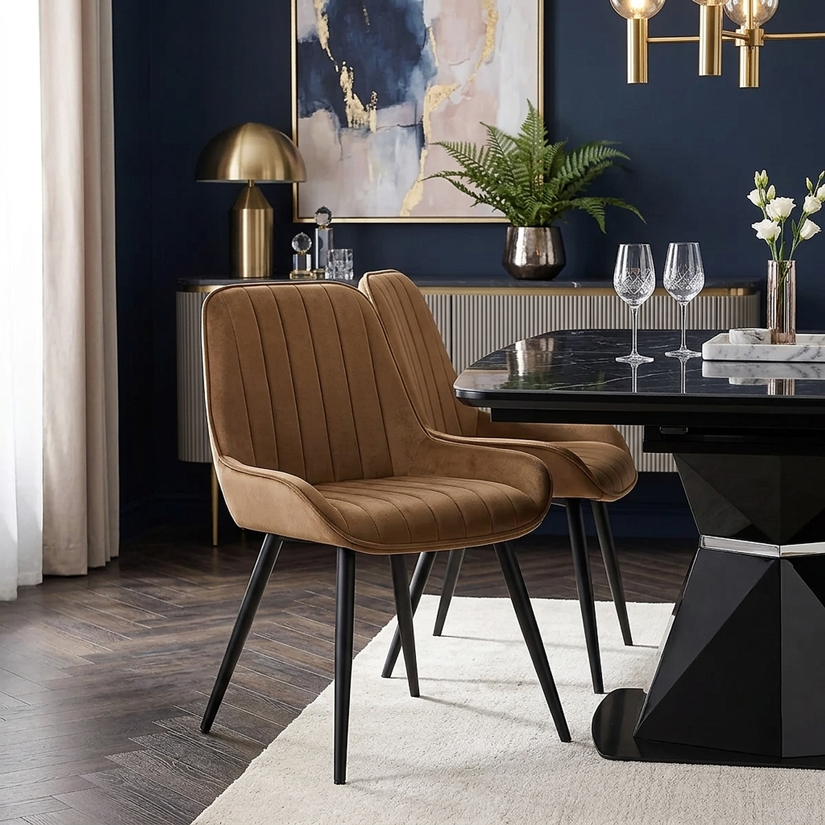Chaise Velours - Mustang Marron 