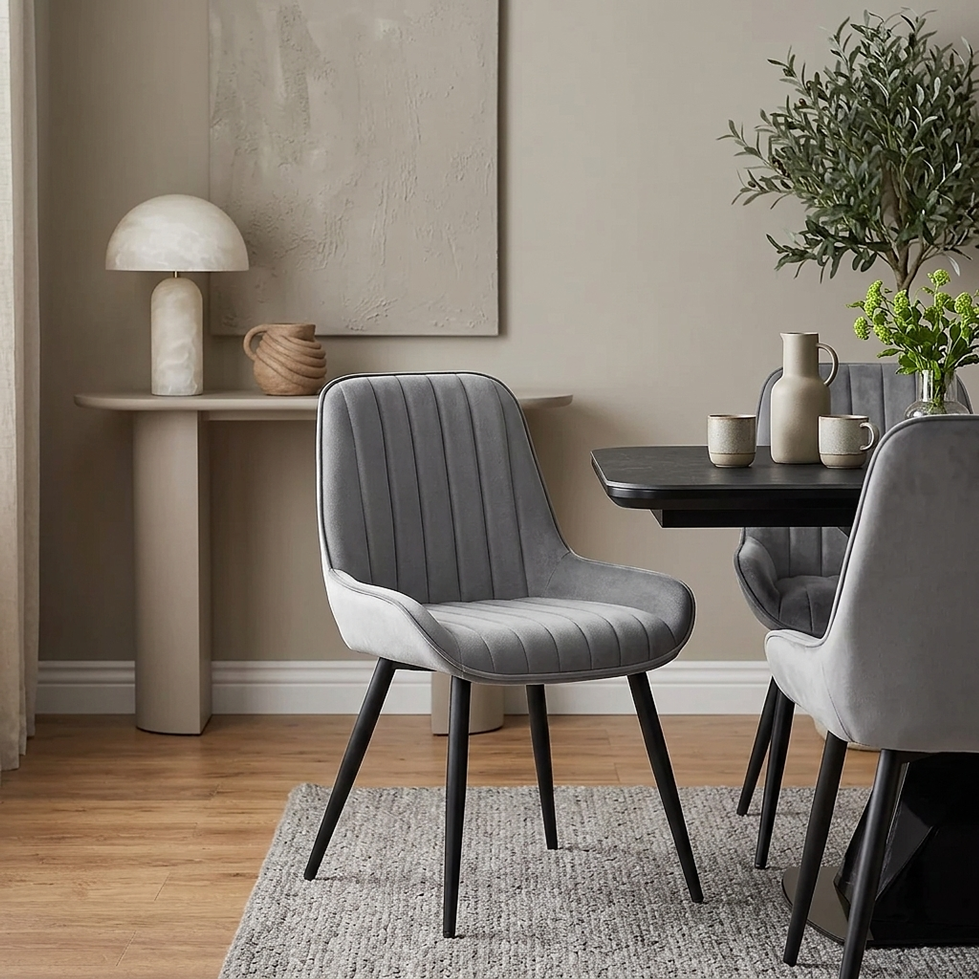 Chaise Velours - Mustang Gris Foncé 