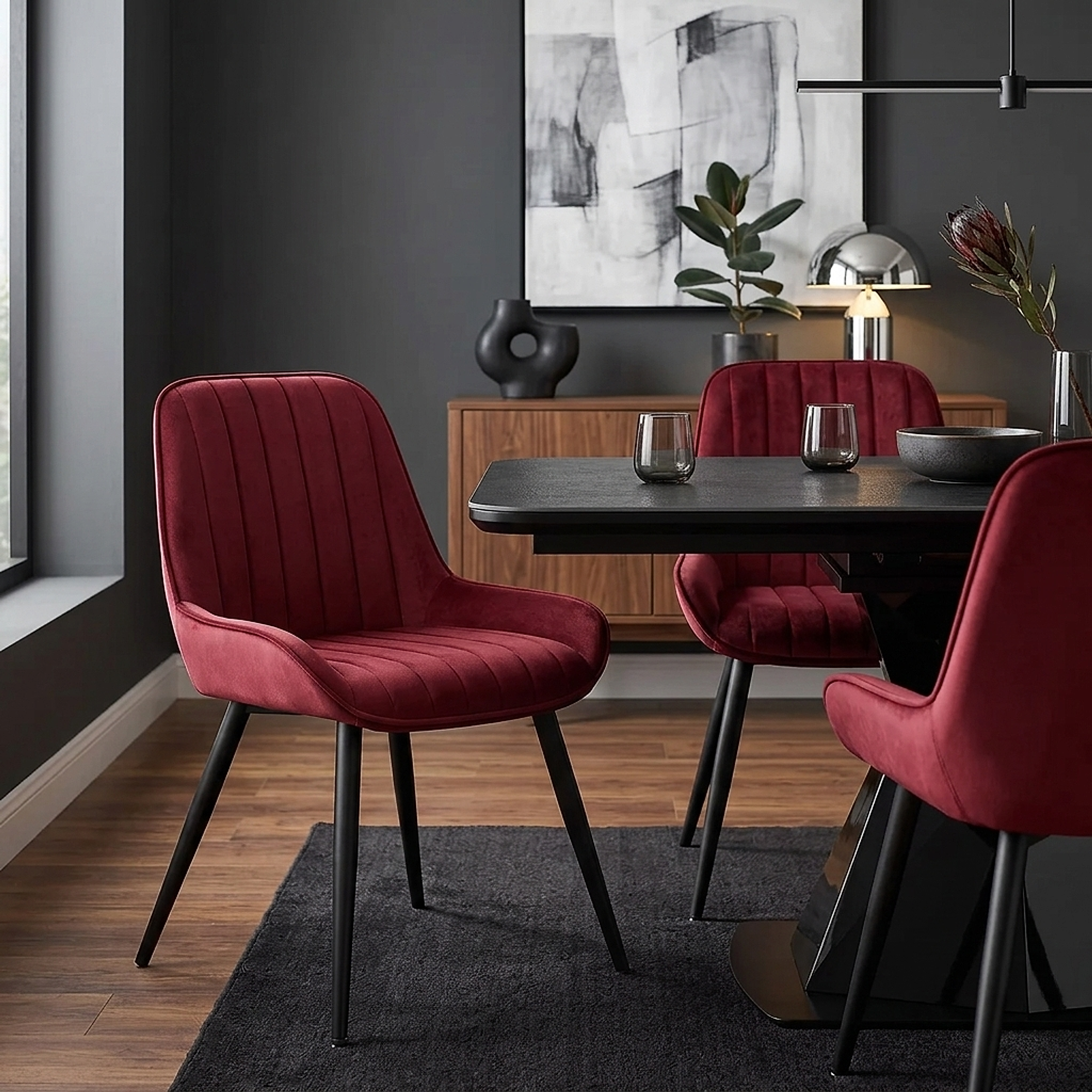Chaise Velours - Mustang Rouge 