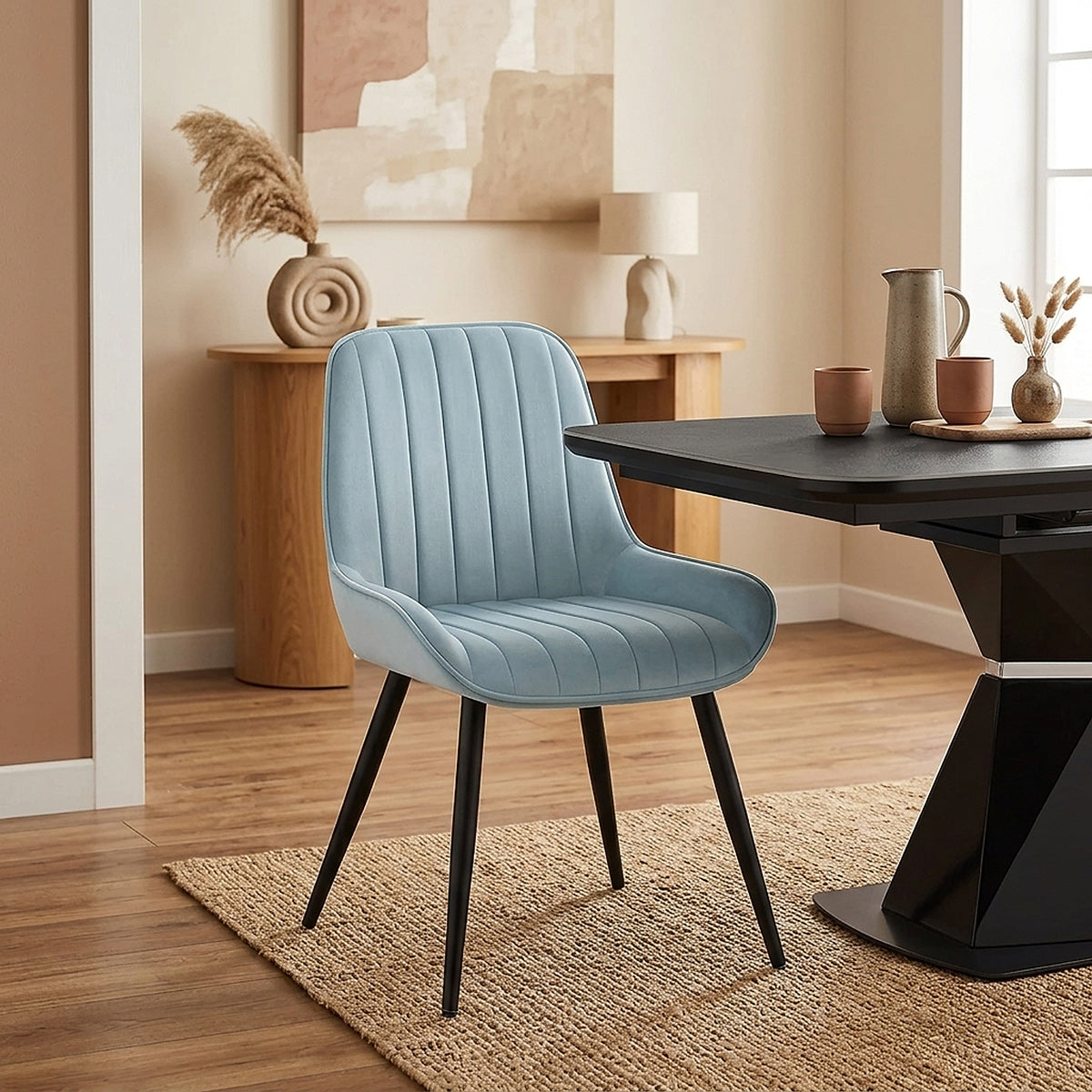 Chaise Velours - Mustang Bleu 