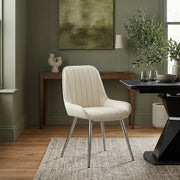 Chaise Chrome Faux Cuir - Mustang Crème 