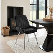Chaise Chrome Velours - Mustang Noir 