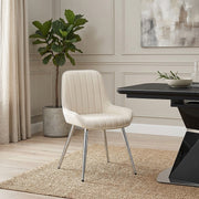 Chaise Chrome Velours - Mustang Crème 