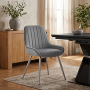 Chaise Chrome Velours - Mustang Gris Foncé 