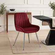 Chaise Chrome Velours - Mustang Rouge 
