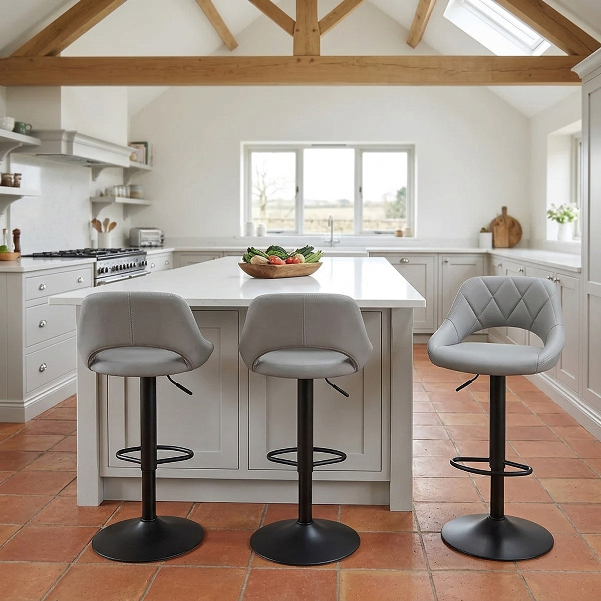 Tabouret de Bar Faux Cuir - Nadia Gris 