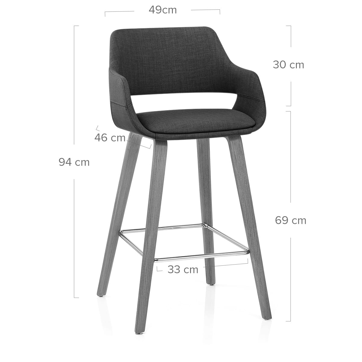 Nappa Bar Stool Charcoal Fabric