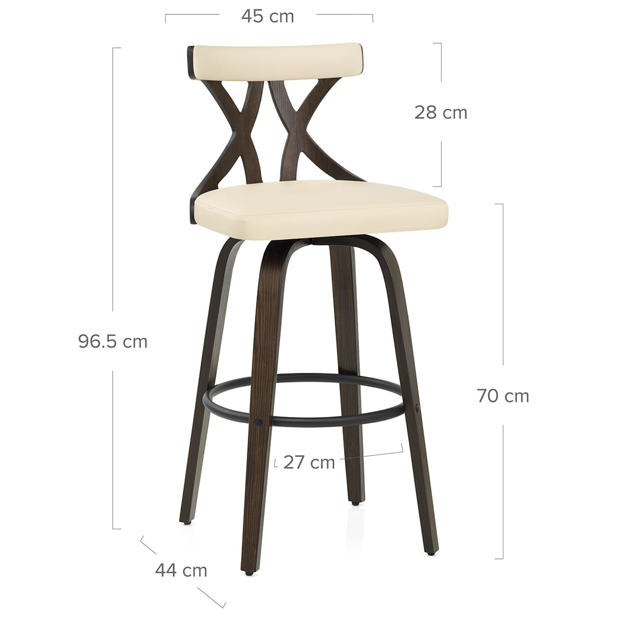 Tabouret de Bar Faux Cuir Bois - Nash Crème
