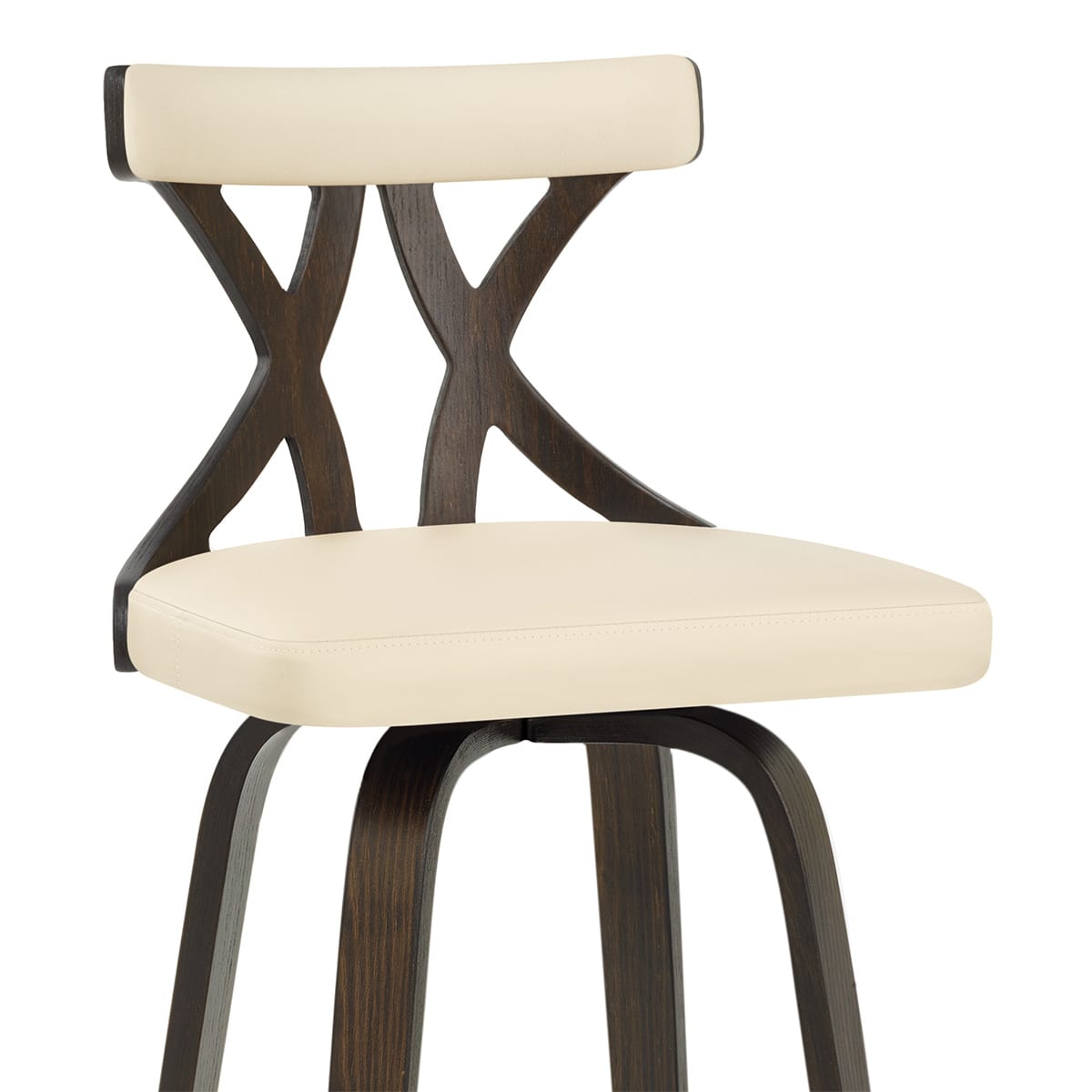 Tabouret de Bar Faux Cuir Bois - Nash Crème