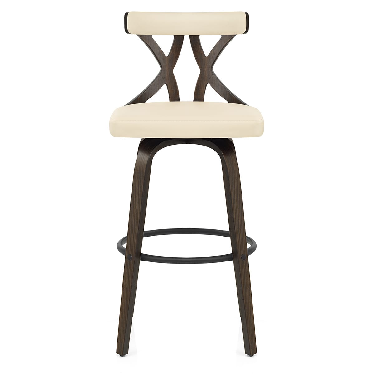 Tabouret de Bar Faux Cuir Bois - Nash Crème