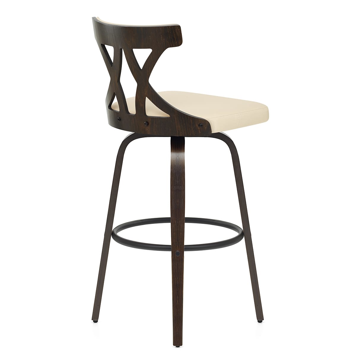 Tabouret de Bar Faux Cuir Bois - Nash Crème