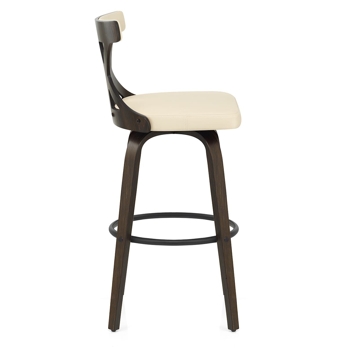 Tabouret de Bar Faux Cuir Bois - Nash Crème
