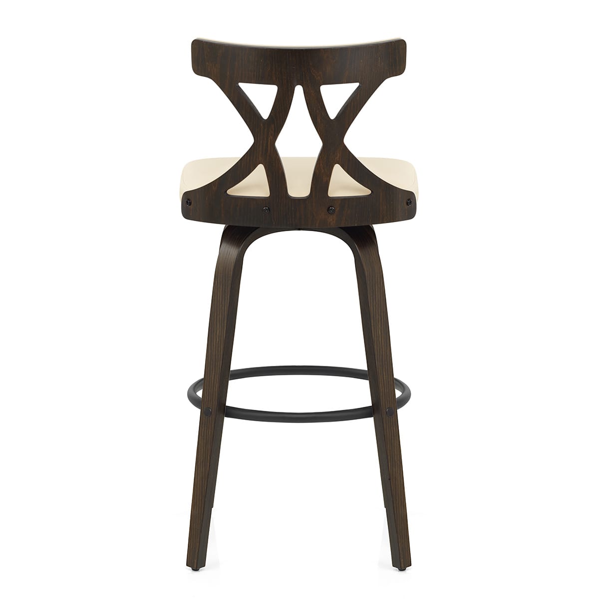 Tabouret de Bar Faux Cuir Bois - Nash Crème