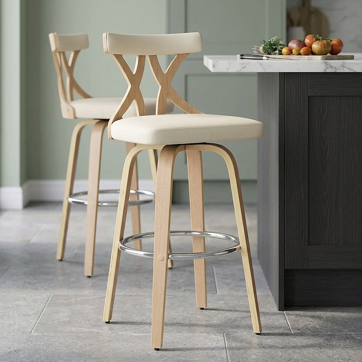 Tabouret de Bar Faux Cuir - Nash Crème 