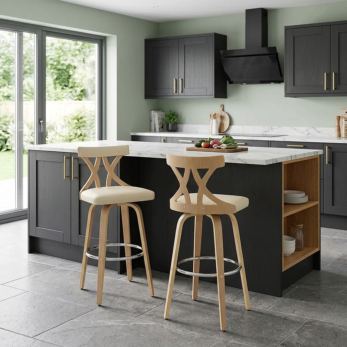 Tabouret de Bar Faux Cuir - Nash Crème 