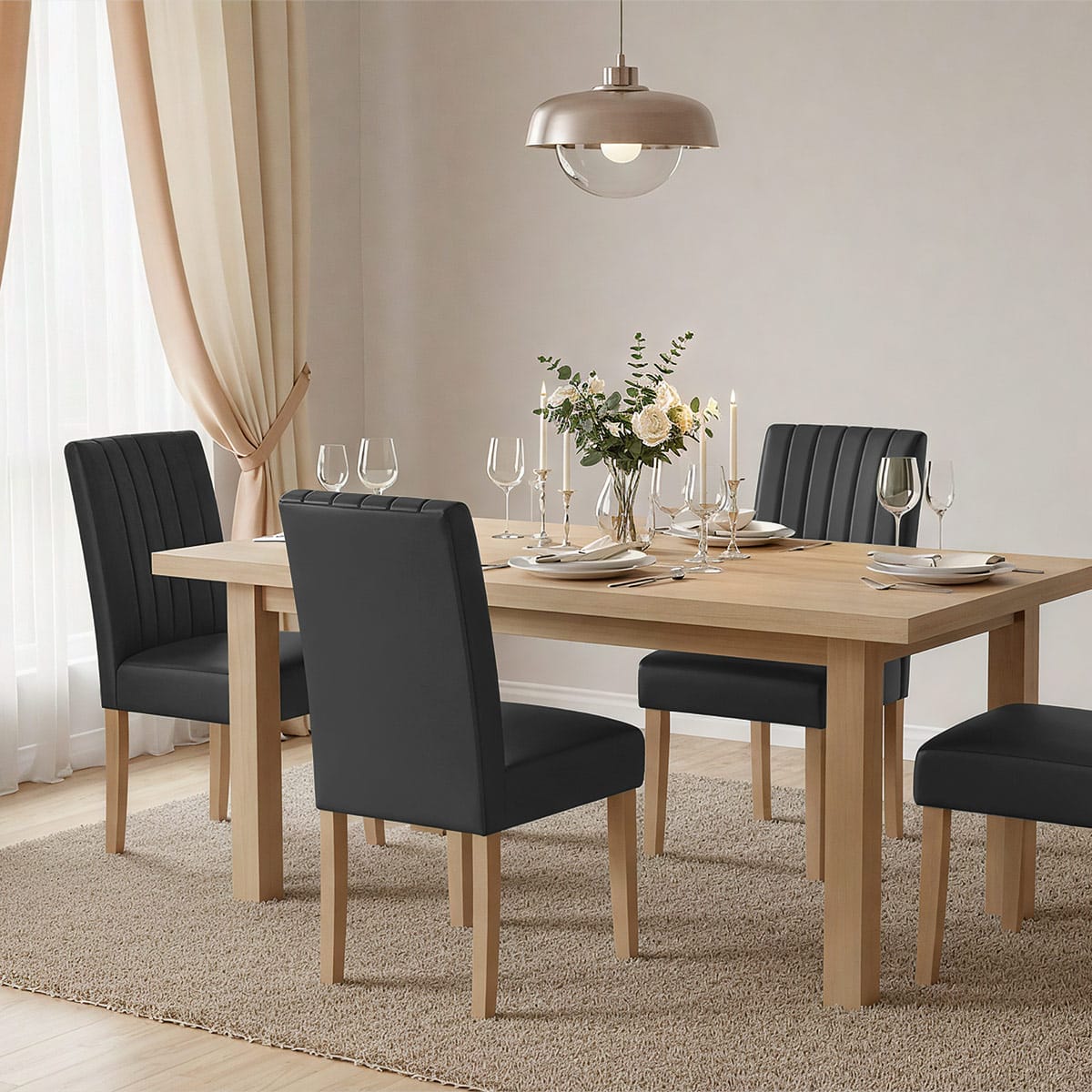Newbury Real Leather Dining Chair Black