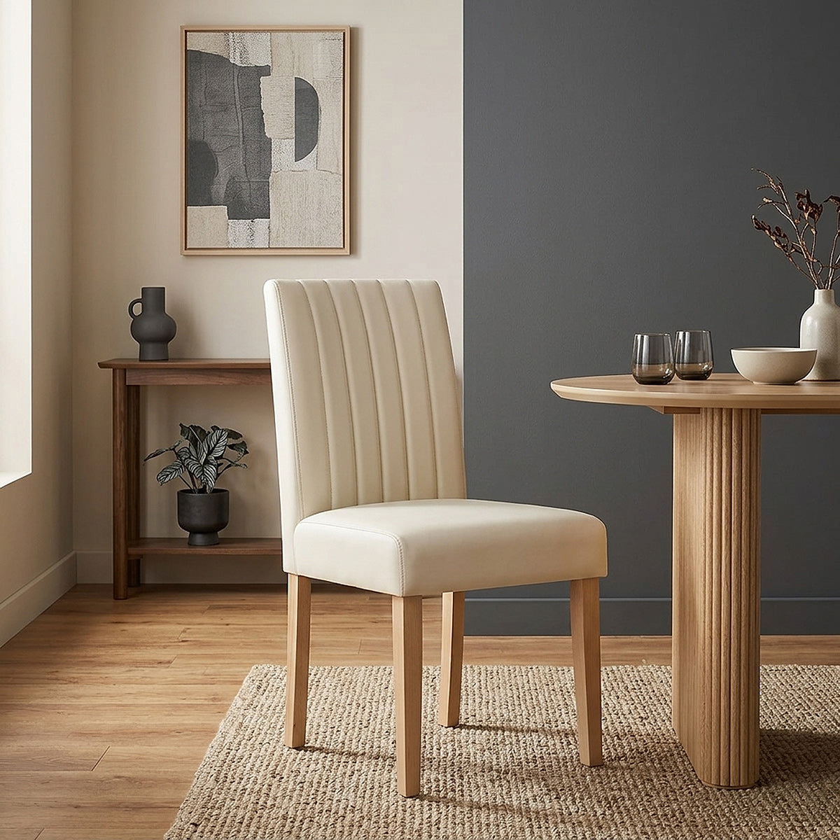 Chaise Cuir Véritable - Newbury Crème 