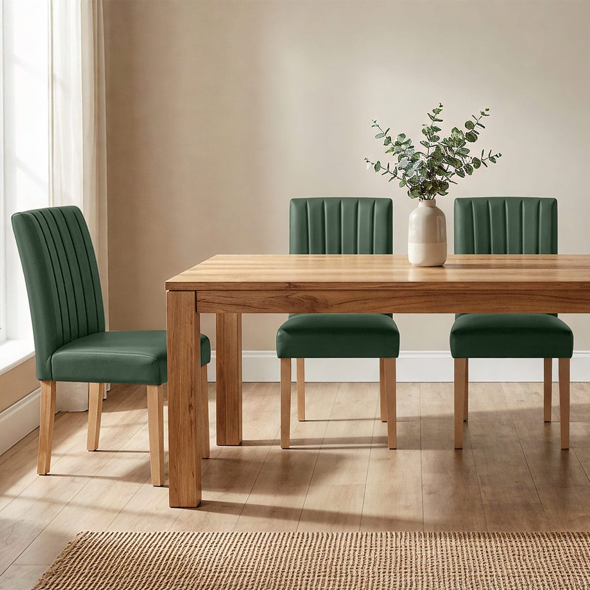 Newbury Real Leather Dining Chair Green