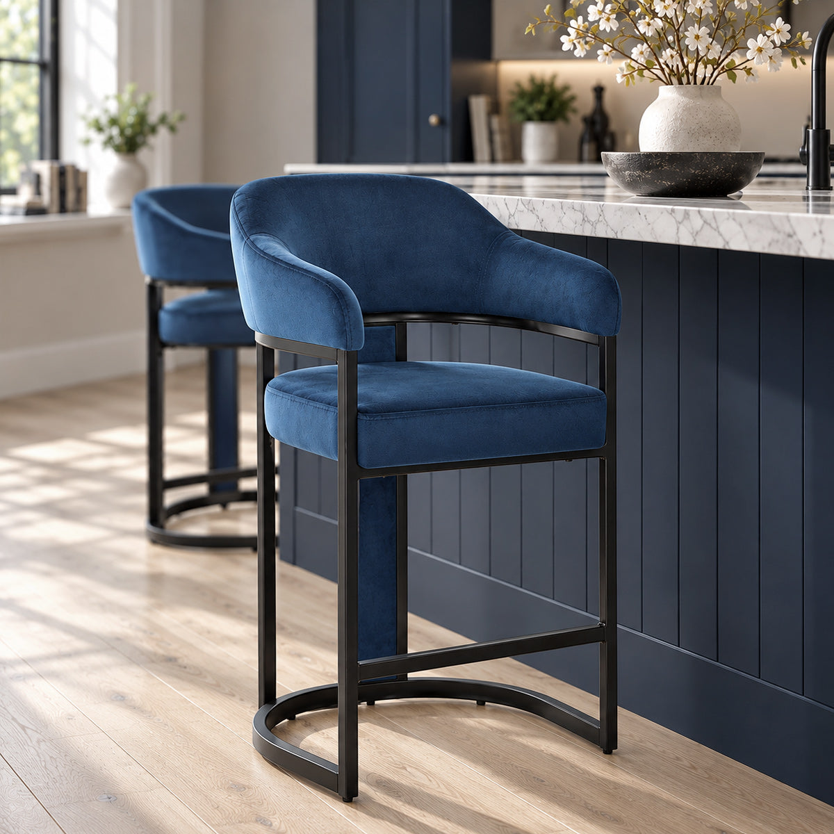 Niagara Bar Stool Blue Velvet