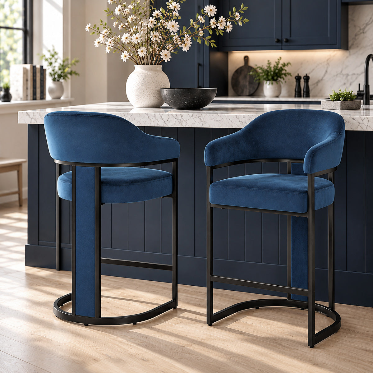 Niagara Bar Stool Blue Velvet