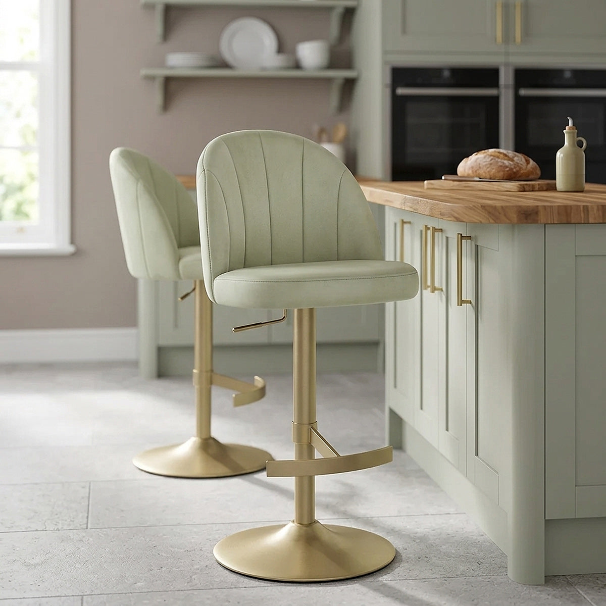 Chaise de Bar Velours - Nicola Vert