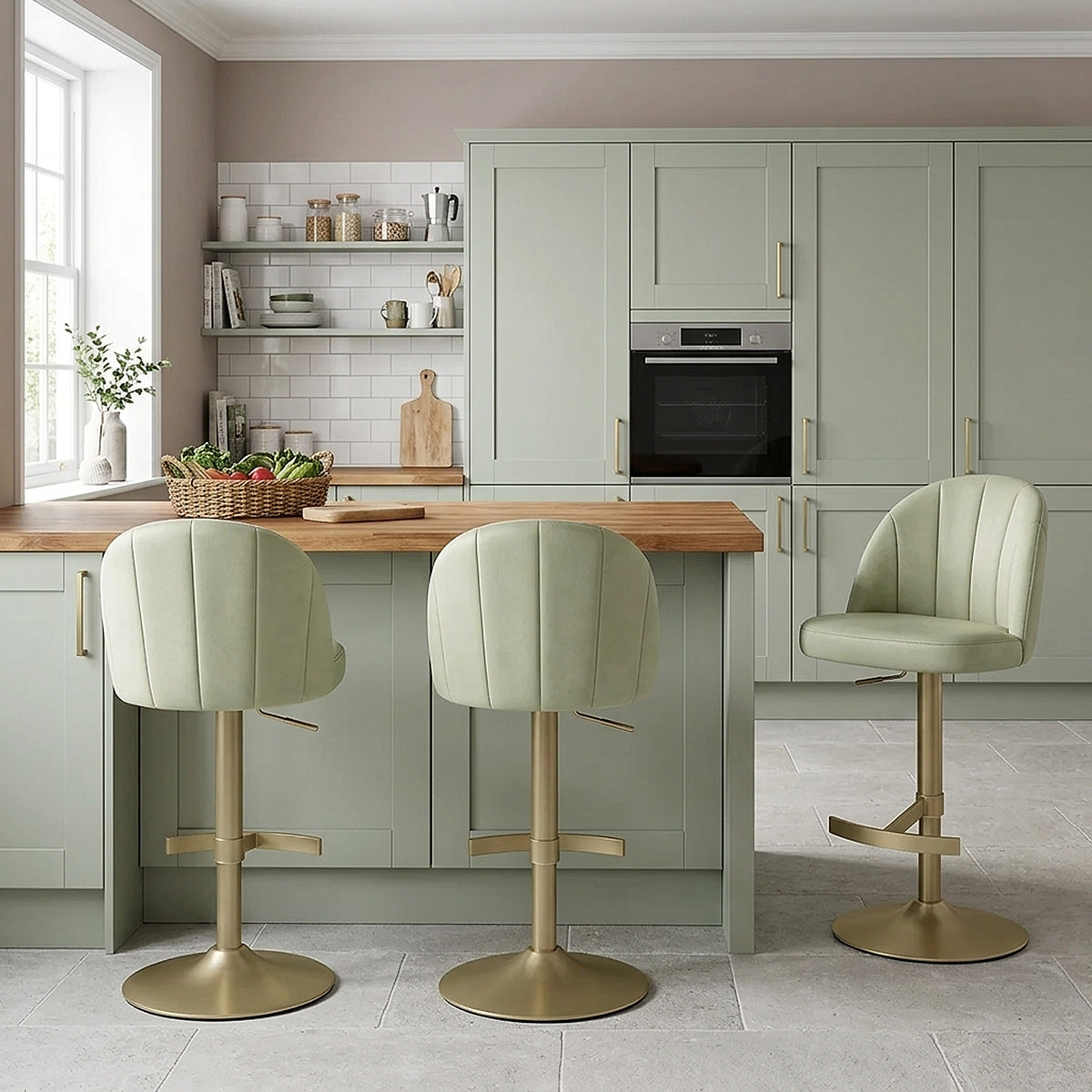 Chaise de Bar Velours - Nicola Vert