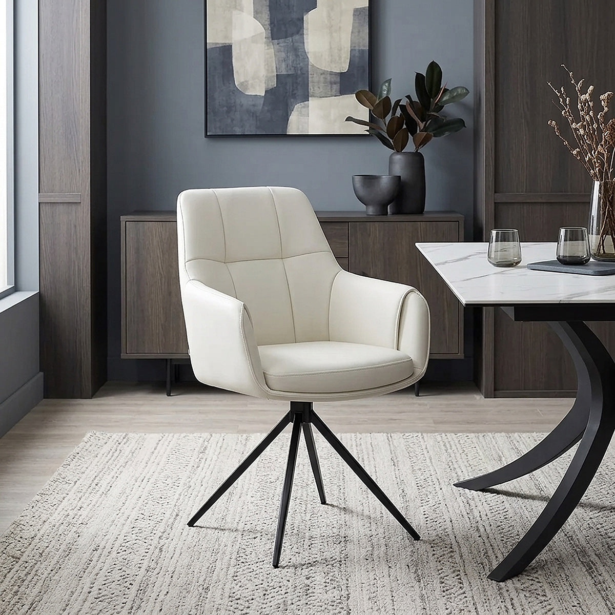 Chaise Faux Cuir - Nina Crème 