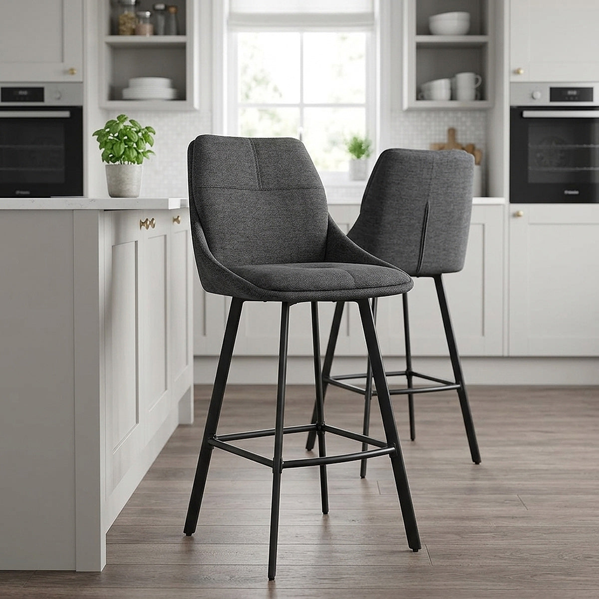 Chaise de Bar Tissu - Nova Gris 