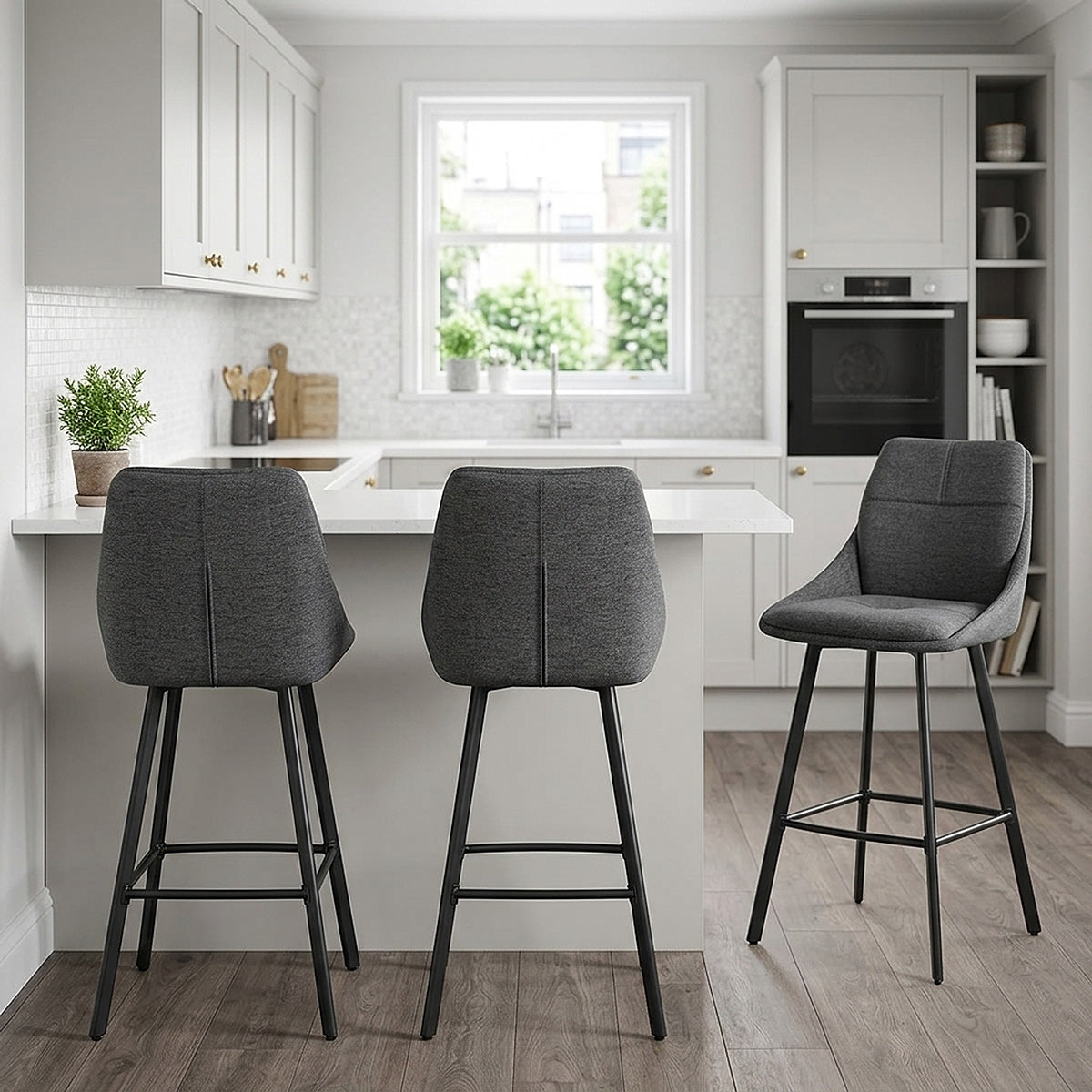Chaise de Bar Tissu - Nova Gris 