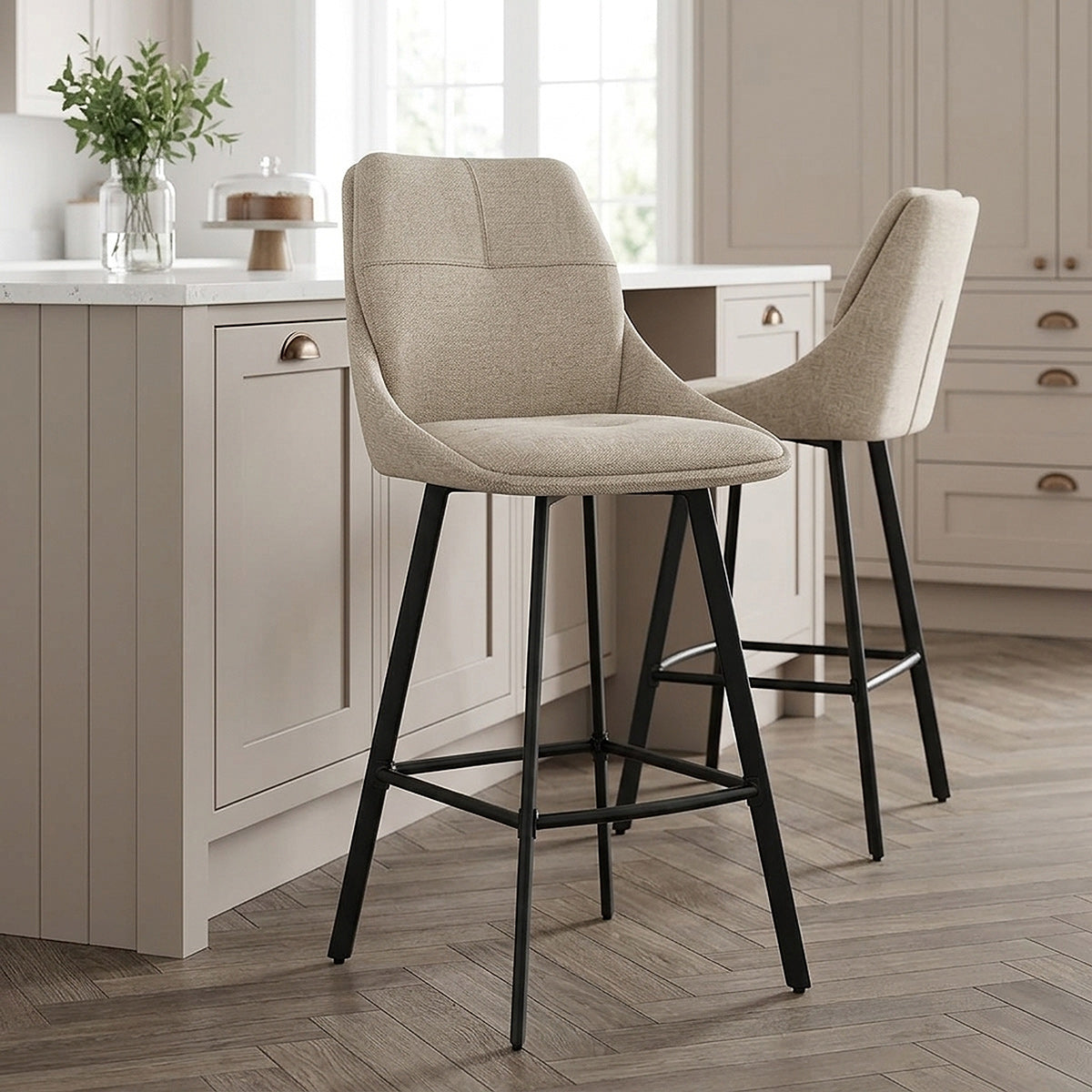 Chaise de Bar Tissu - Nova Taupe 