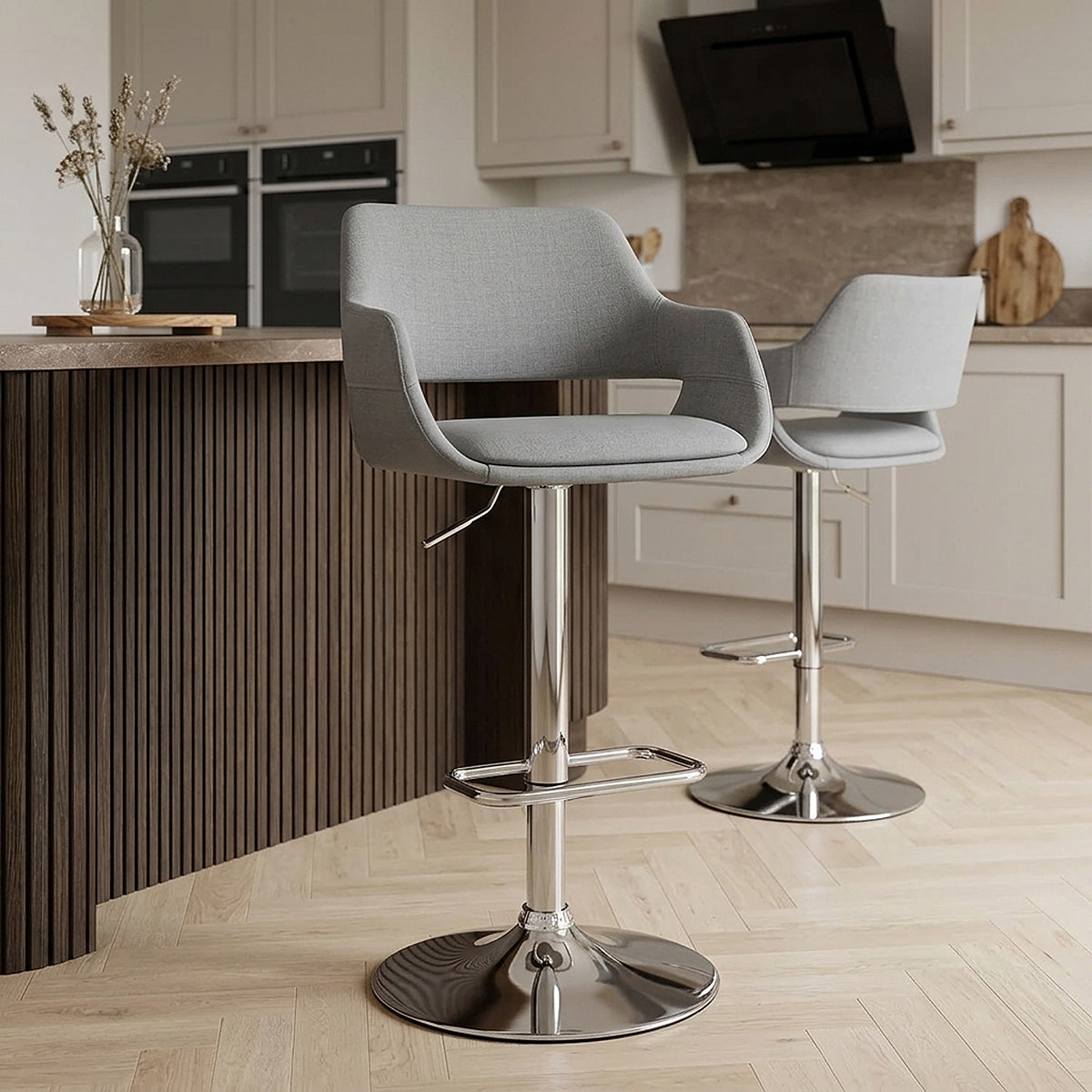 Chaise de bar Chrome Tissu - Nuevo Gris 