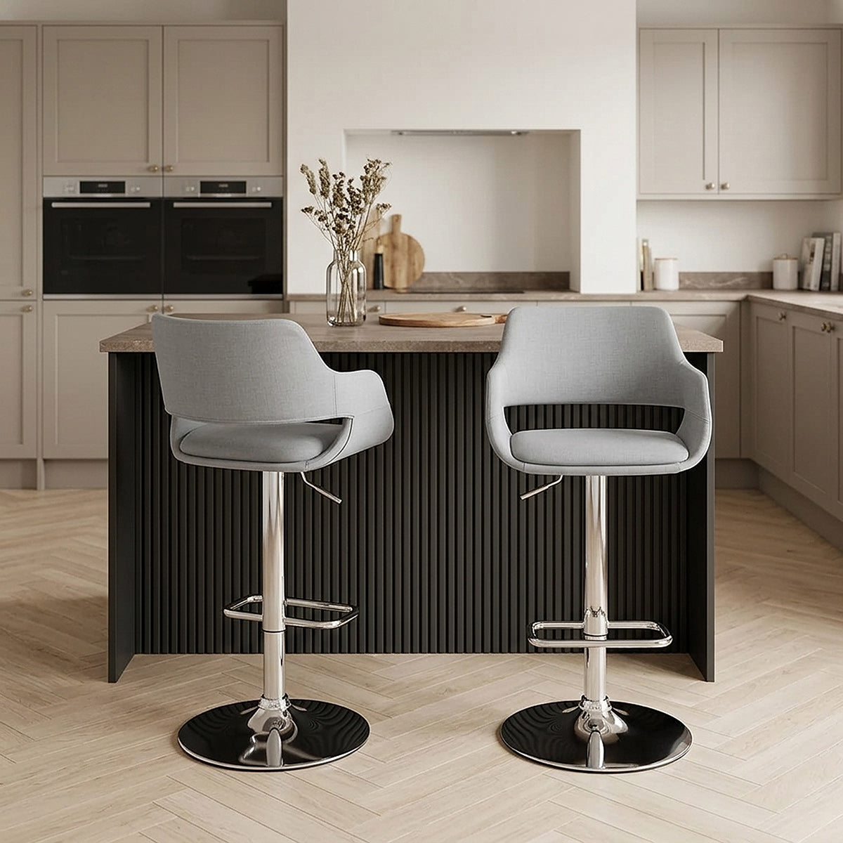 Chaise de bar Chrome Tissu - Nuevo Gris 