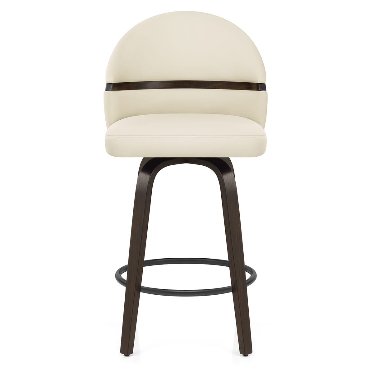 Tabouret Chêne Cuir Veritable - Odessa Crème