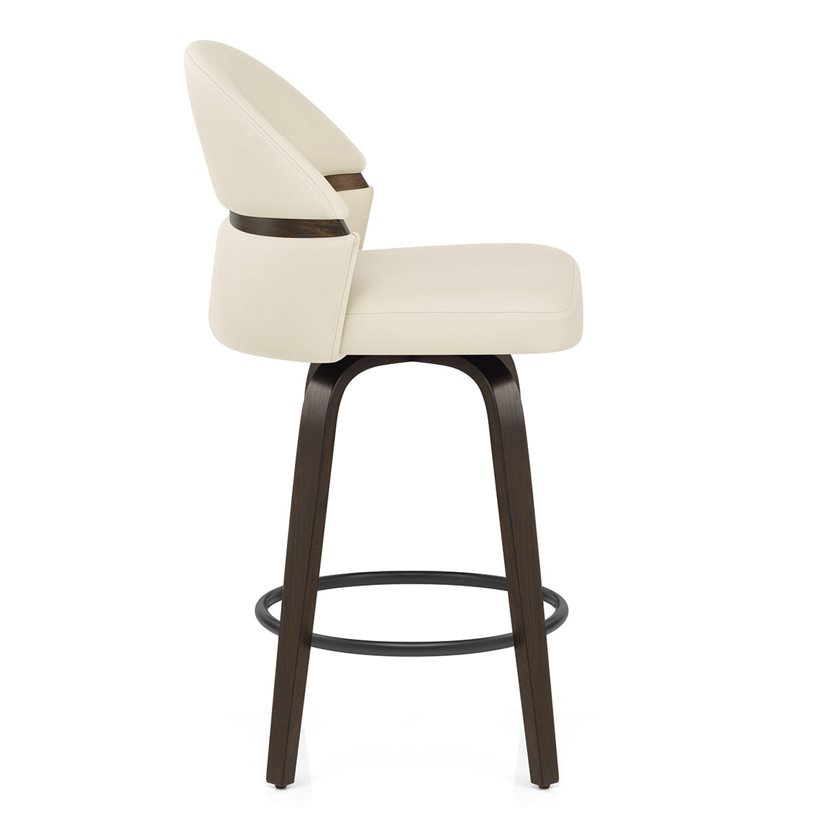 Tabouret Chêne Cuir Veritable - Odessa Crème