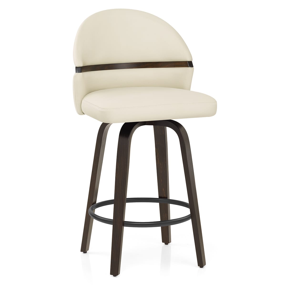 Tabouret Chêne Cuir Veritable - Odessa Crème