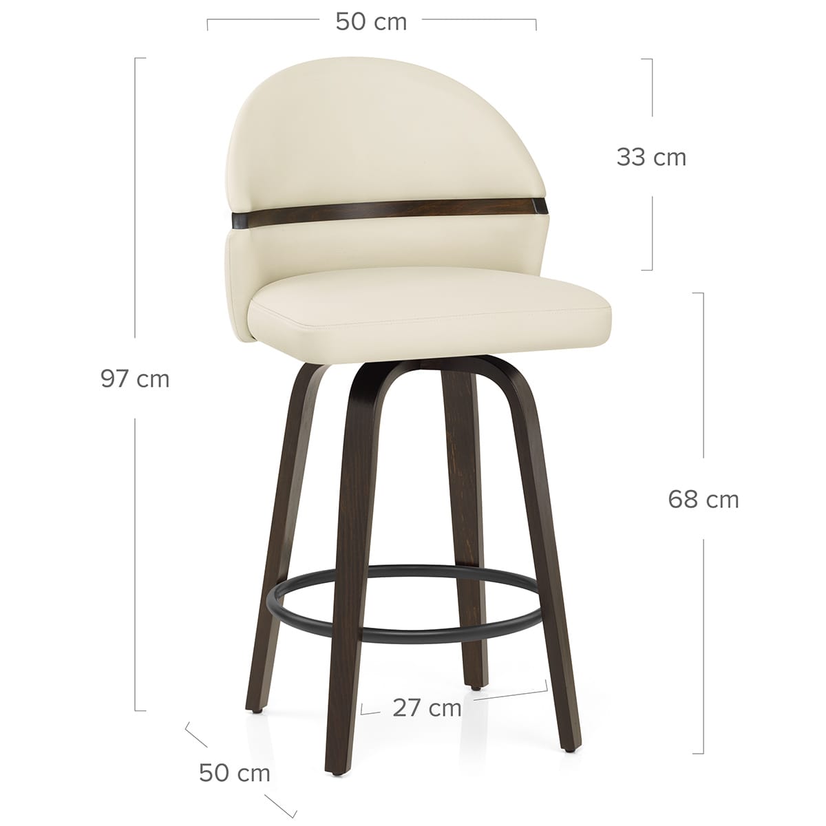 Tabouret Chêne Cuir Veritable - Odessa Crème