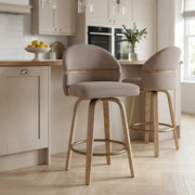 Tabouret Chêne Tissu - Odessa Marron 