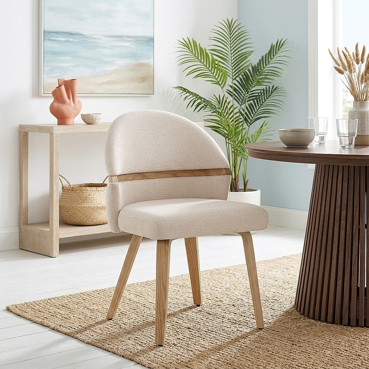 Chaise Bois Tissu - Odessa Crème