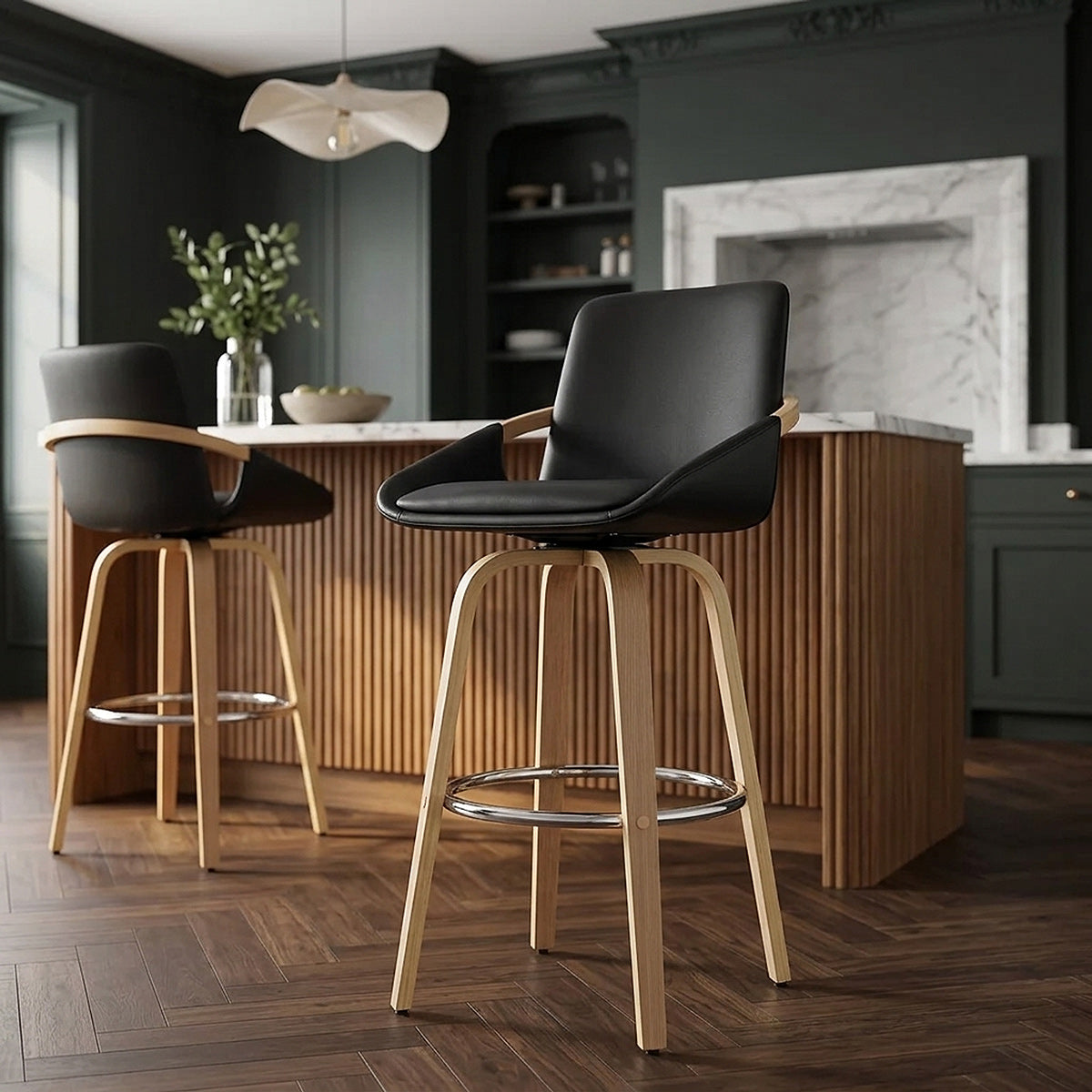Tabouret de Bar Faux Cuir - Ohio Noir 
